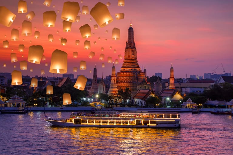 Sky lanterns over Bangkok